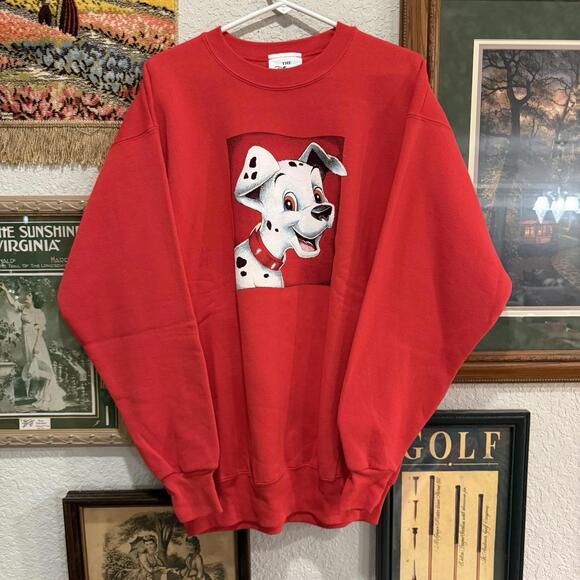 Disney Other - Vintage 90s RARE Disney Store Red 101‎ Dalmatians Crewneck Sweatshirt Size Large